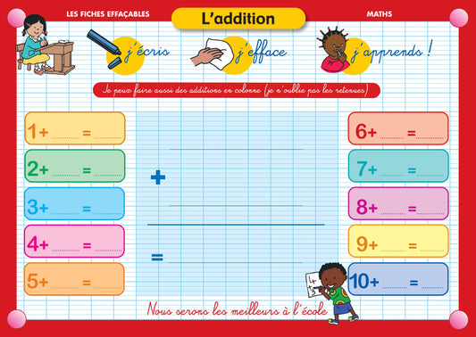 FICHE EFFAÇABLE L'ADDITION