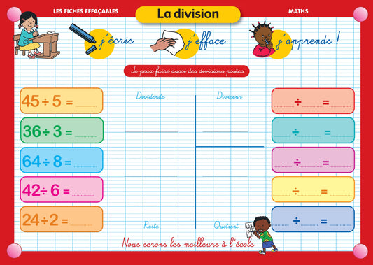 FICHE EFFAÇABLE LA DIVISION