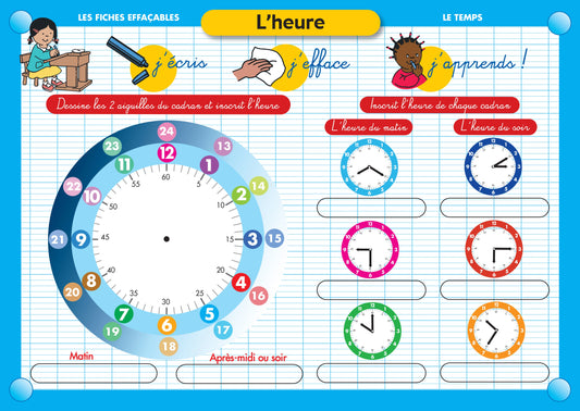 FICHE EFFAÇABLE L'HEURE
