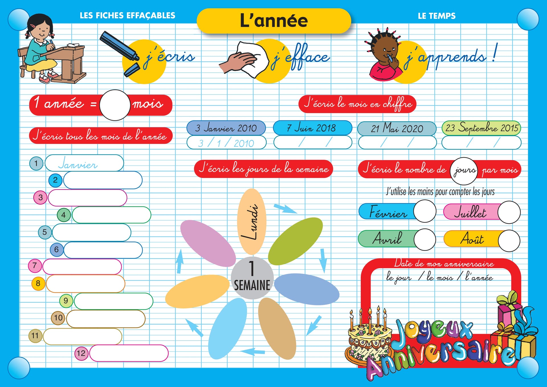 FICHE EFFAÇABLE L'ANNÉE
