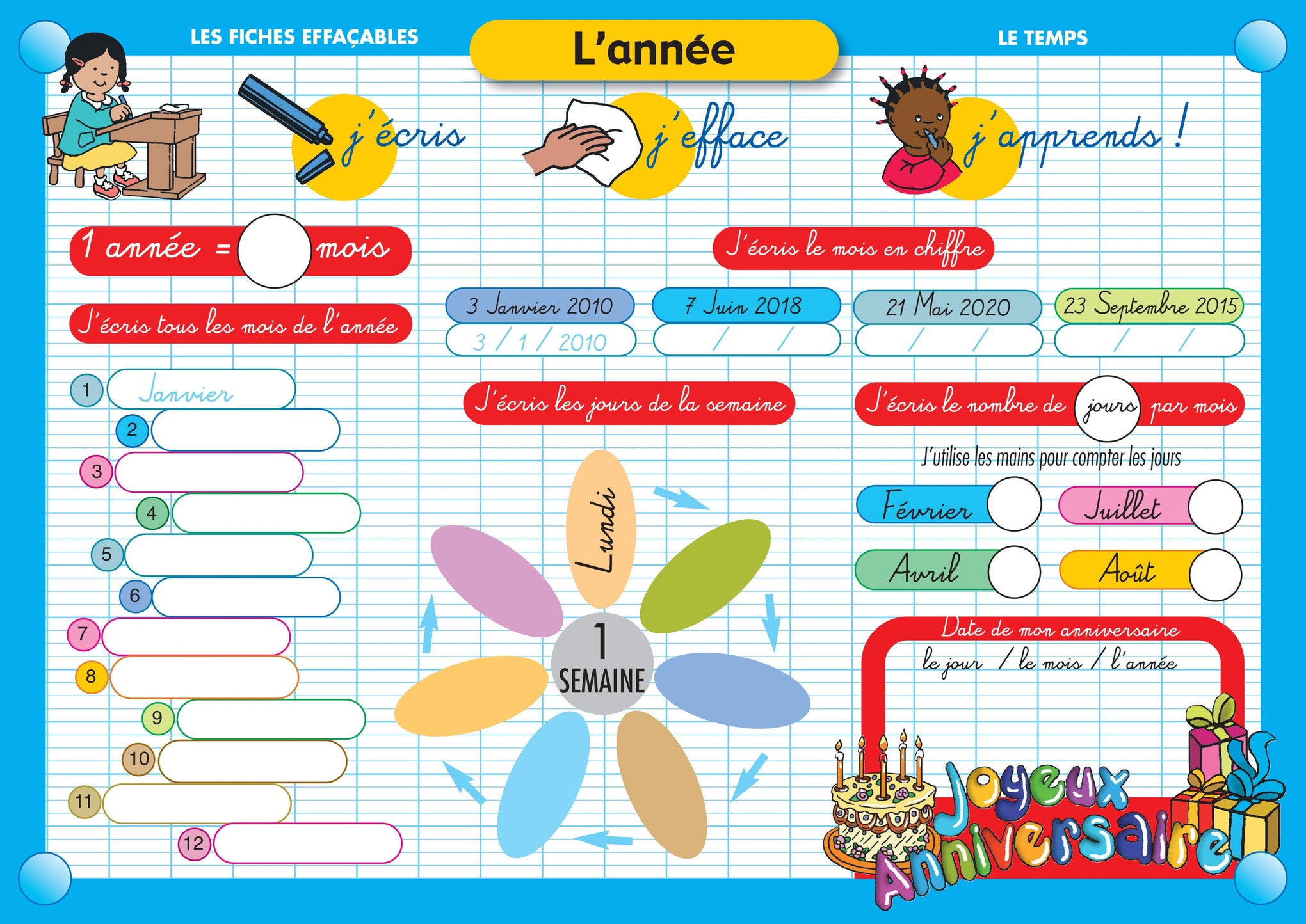 FICHE EFFAÇABLE L'ANNÉE