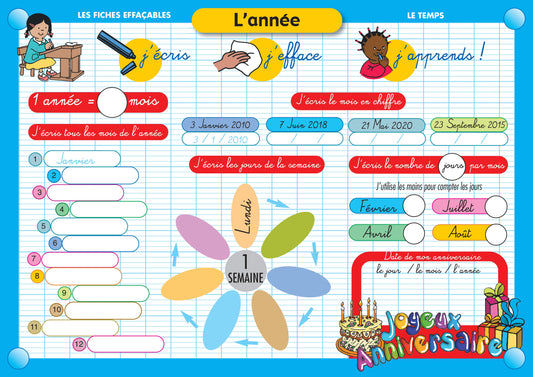 FICHE EFFAÇABLE L'ANNÉE